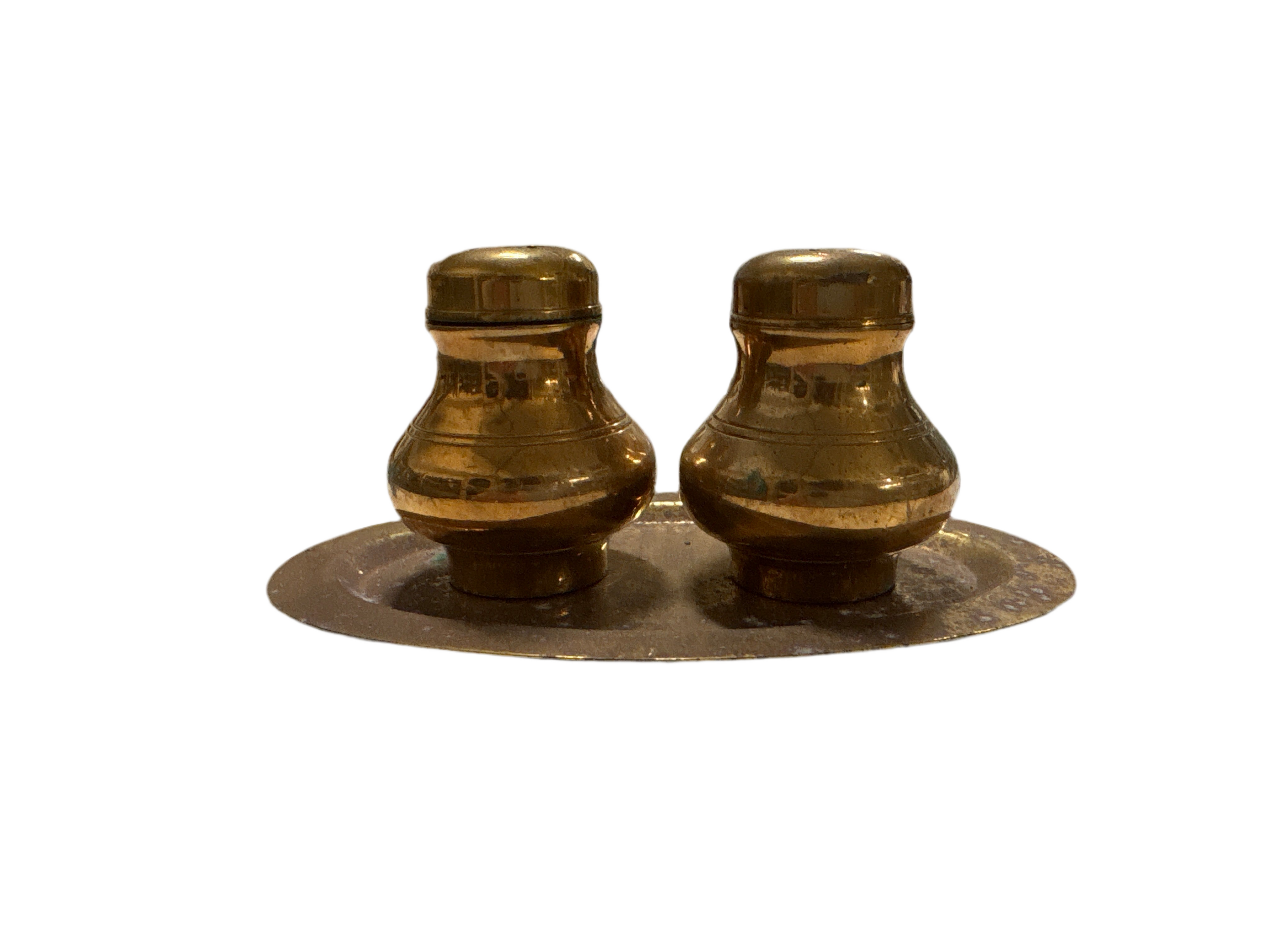 Antique brass Salt & Pepper tray rental