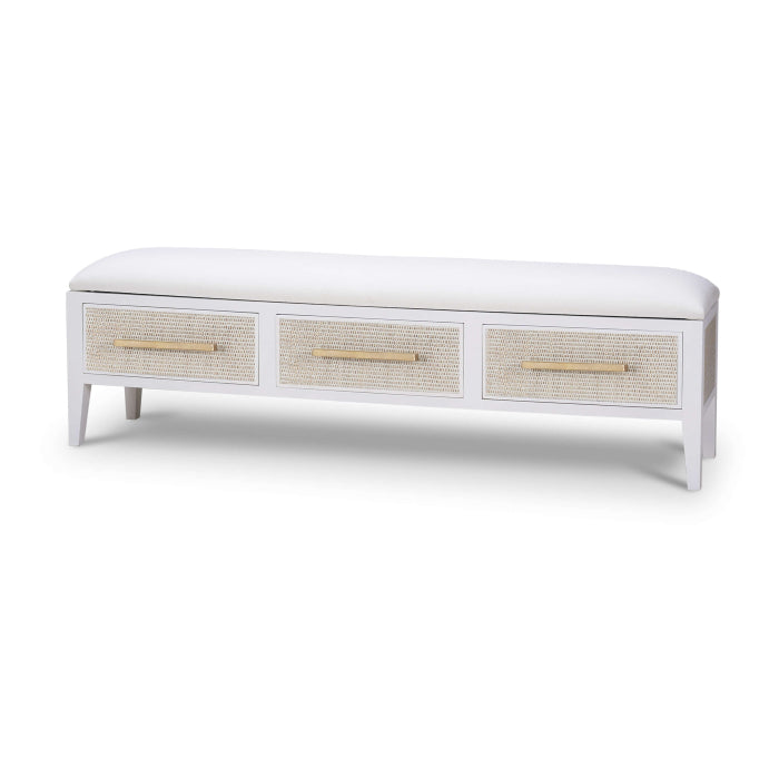 Rattan long bench with drawers rental