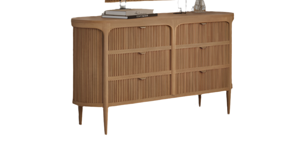 Curved fluted wooden dresser ( available mid August)