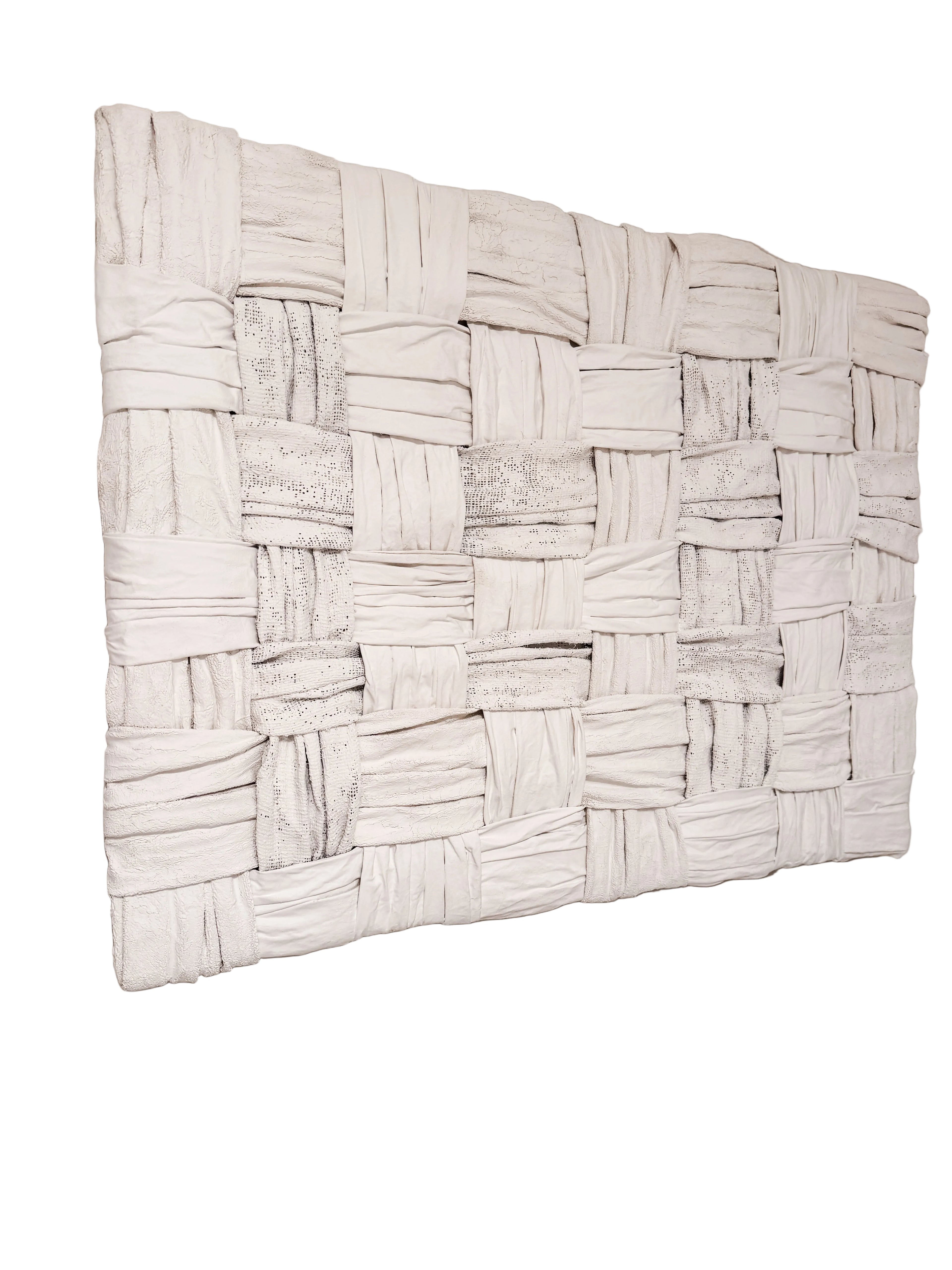 Large Woven textured white wall decor rental