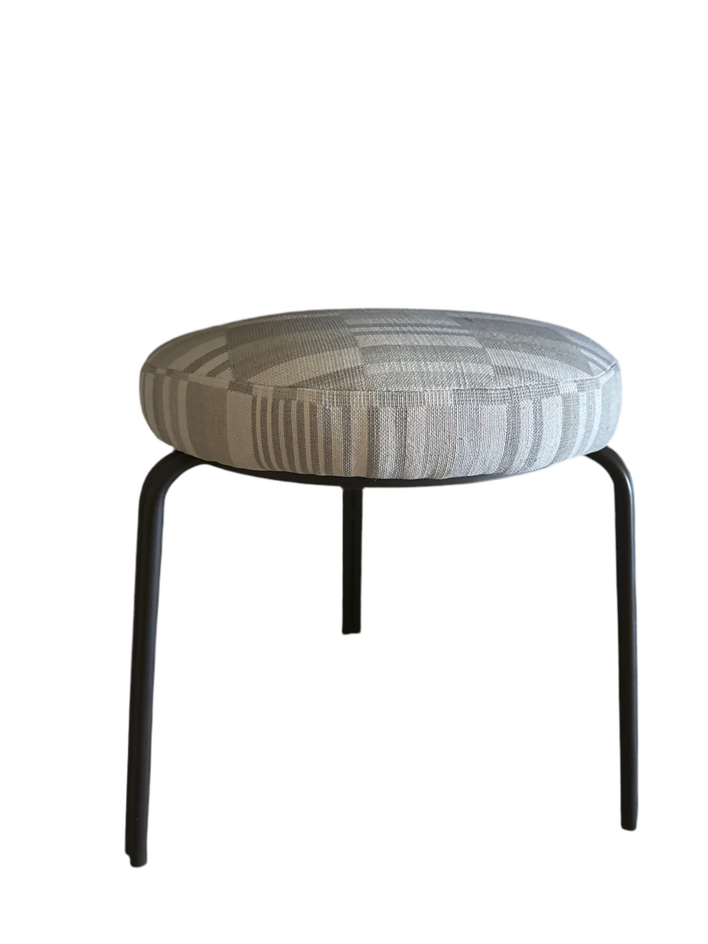 Black iron striped round stool rental