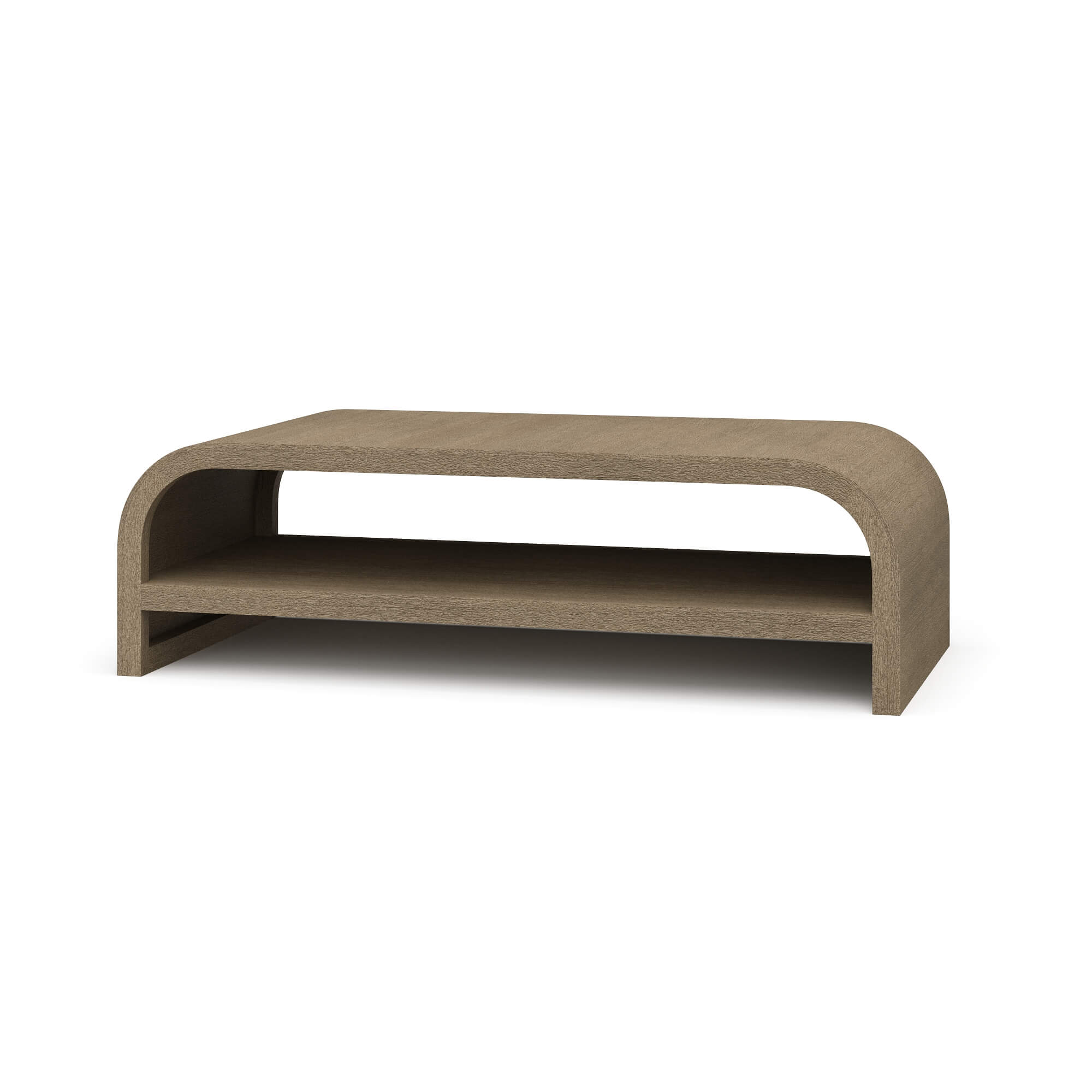 Curved solid wood coffee table rental