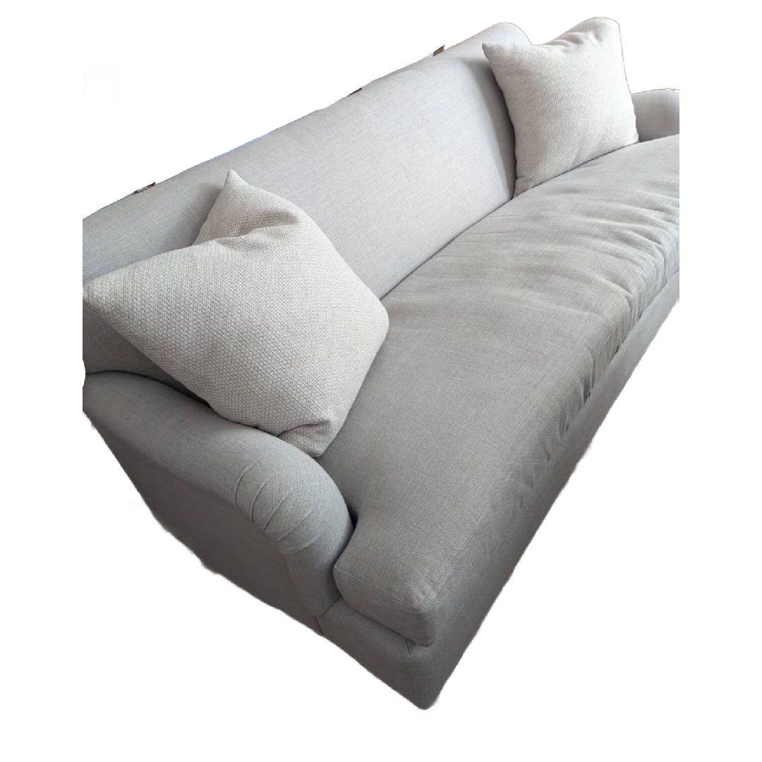 Light grey Turned arm bench seat sofa rental