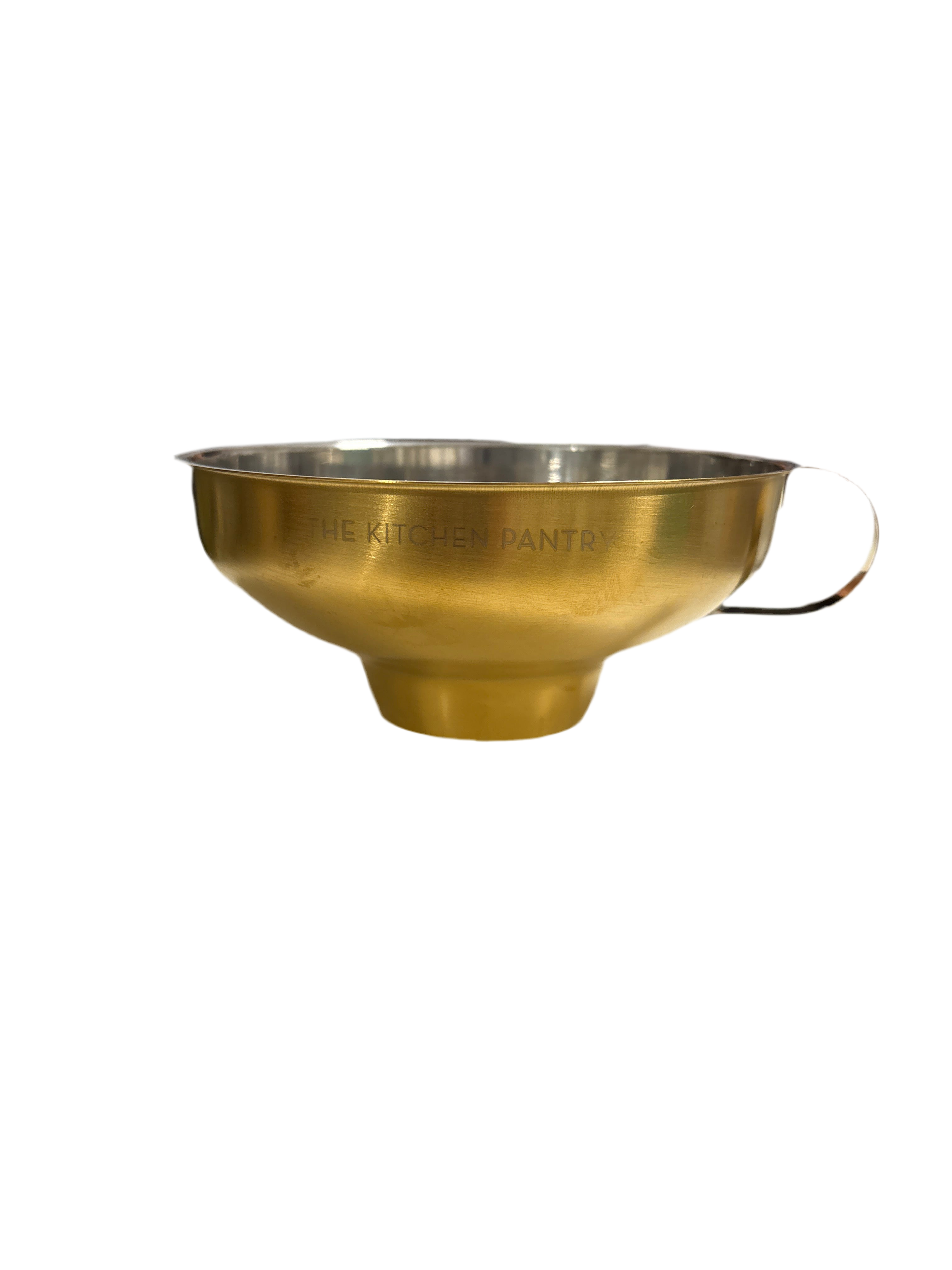 Large Brass finish funnel styling rental