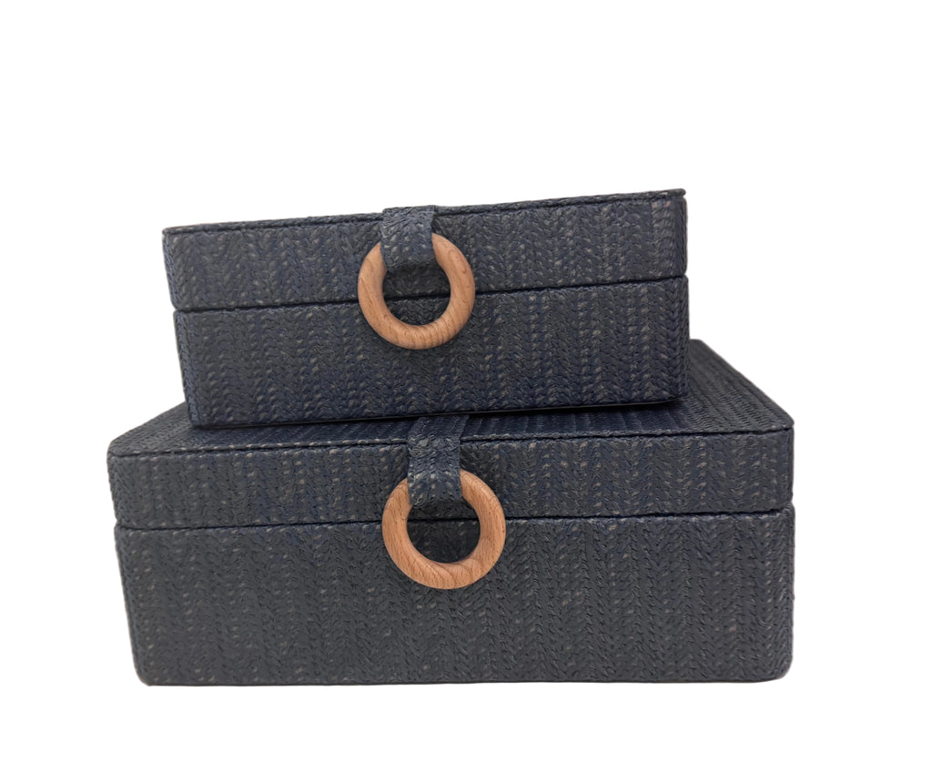 Navy woven boxes set rental
