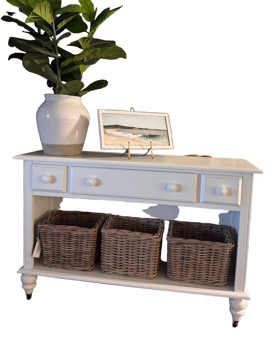 White console side table rental