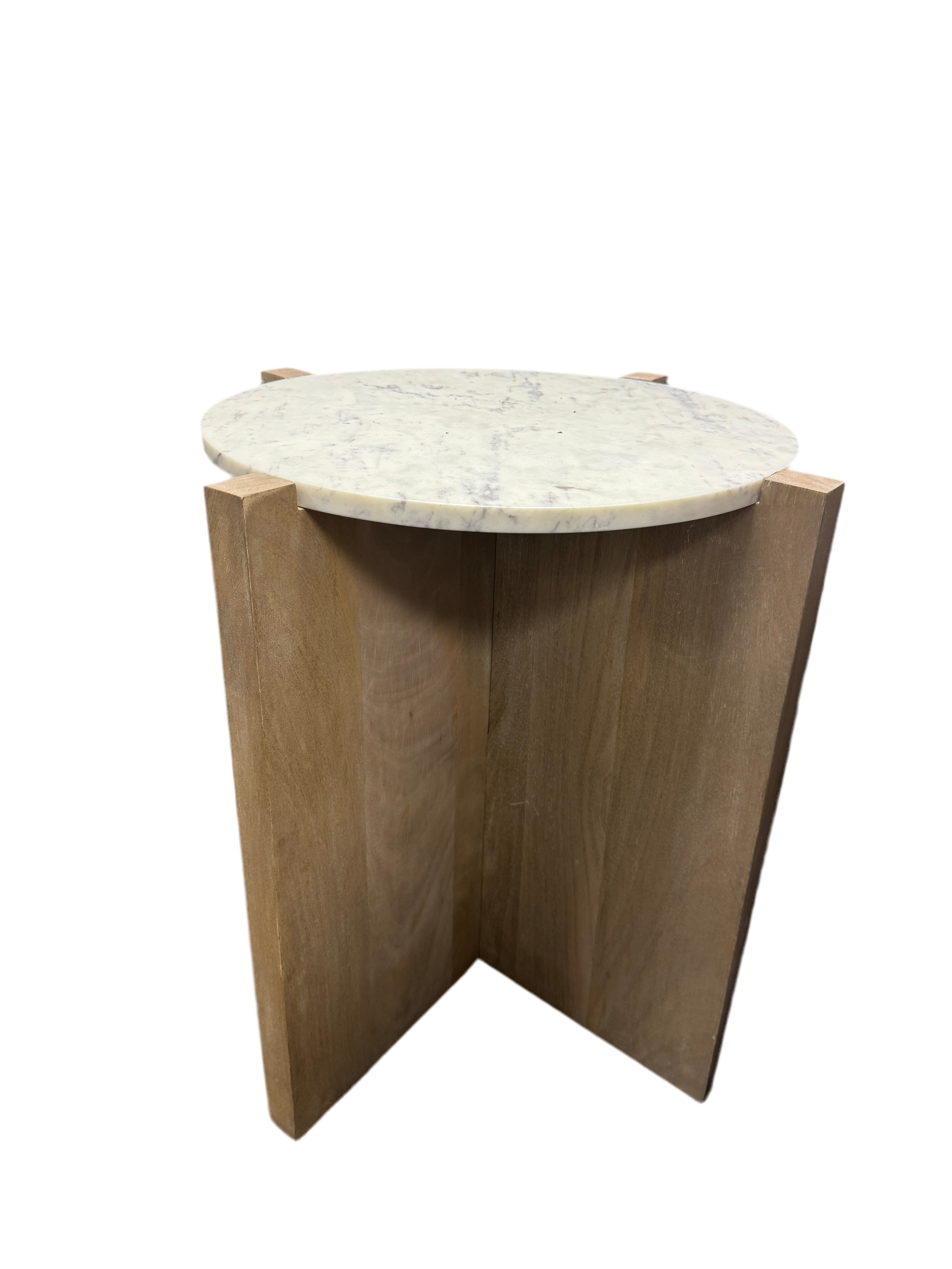 Wood & marble side table rental