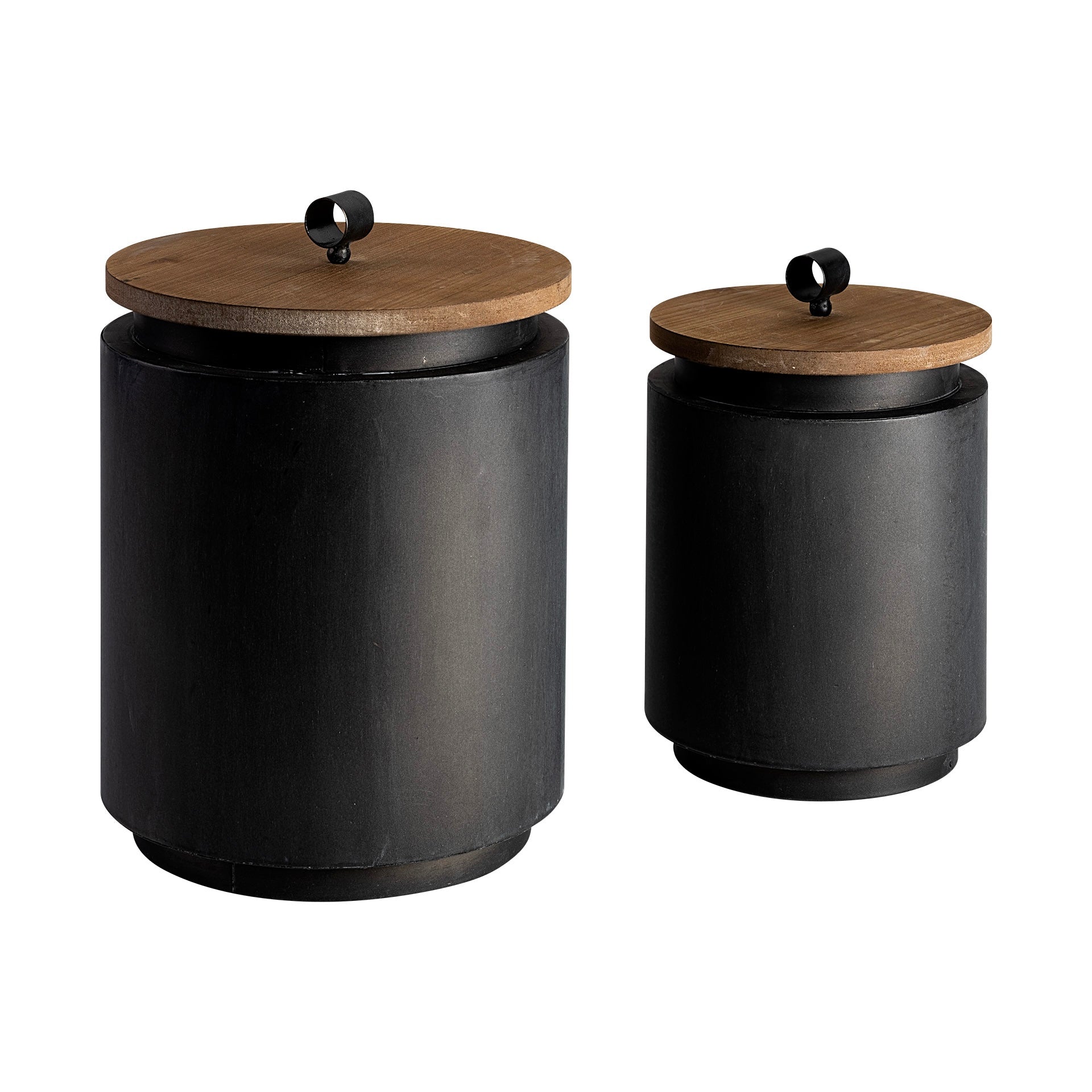 Black and wood XL canister rental set