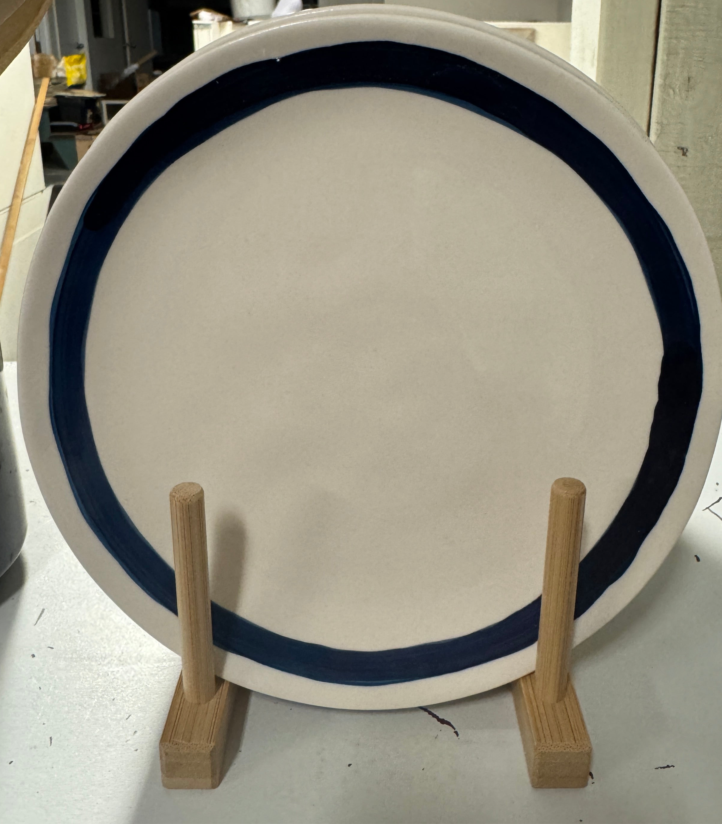 Navy rimmed lunch plate rental ( set of 4)