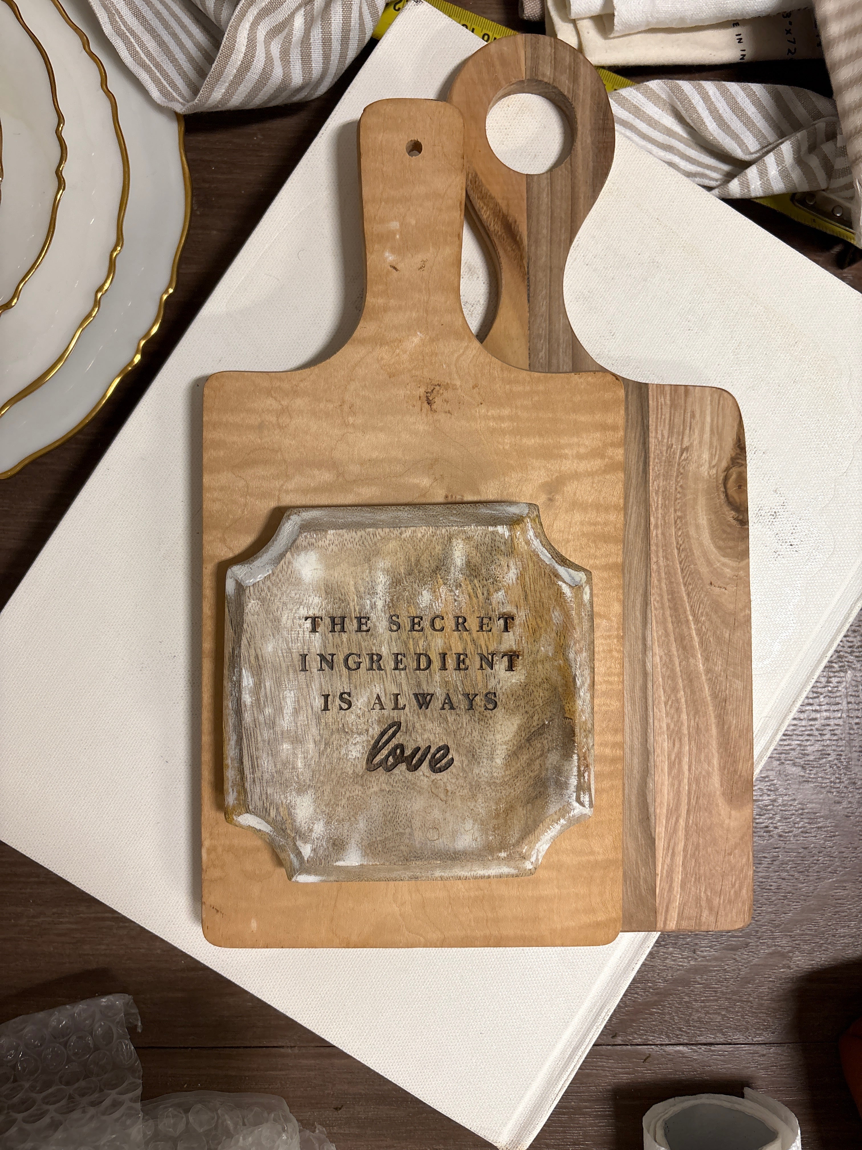 Wooden boards trio for styling rental