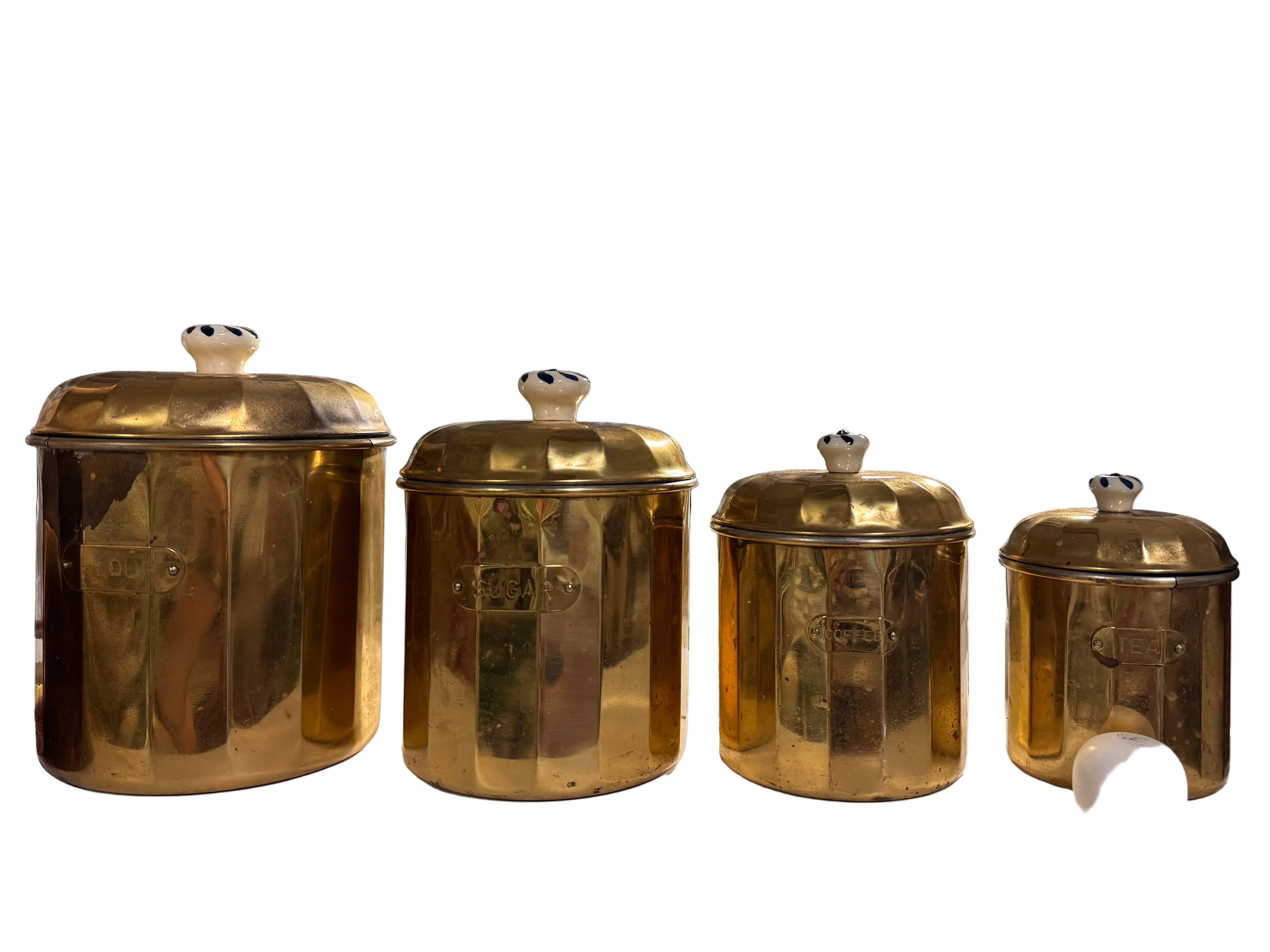 Vintage brass canisters rental