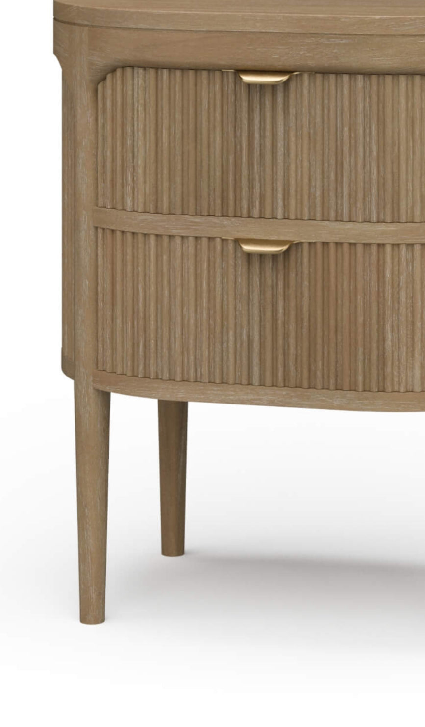 Curved fluted side end table ( available sept )