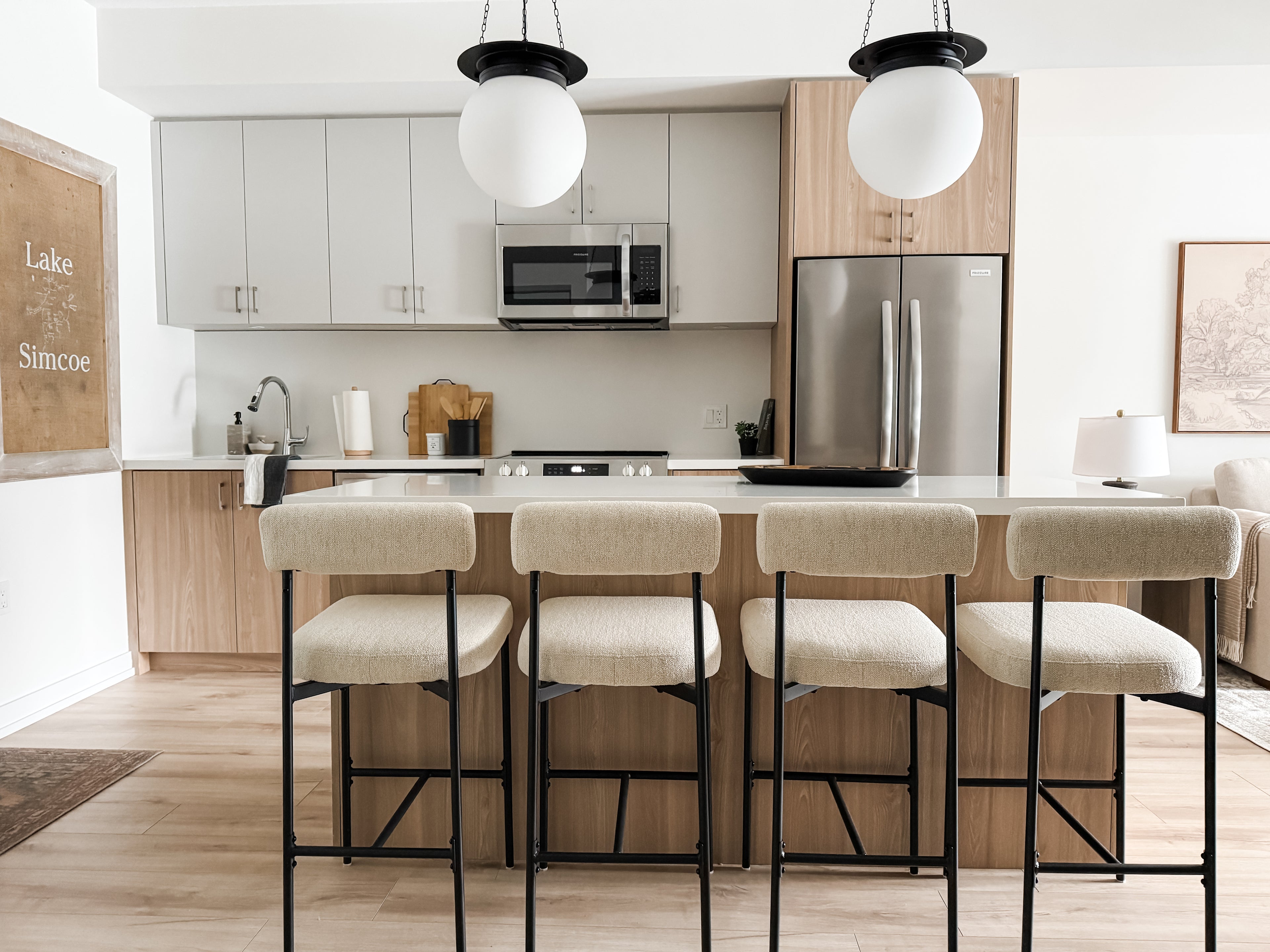 Black and off white counter stool rental