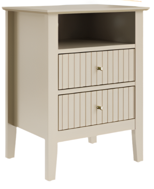 Beige Reeded end table rental