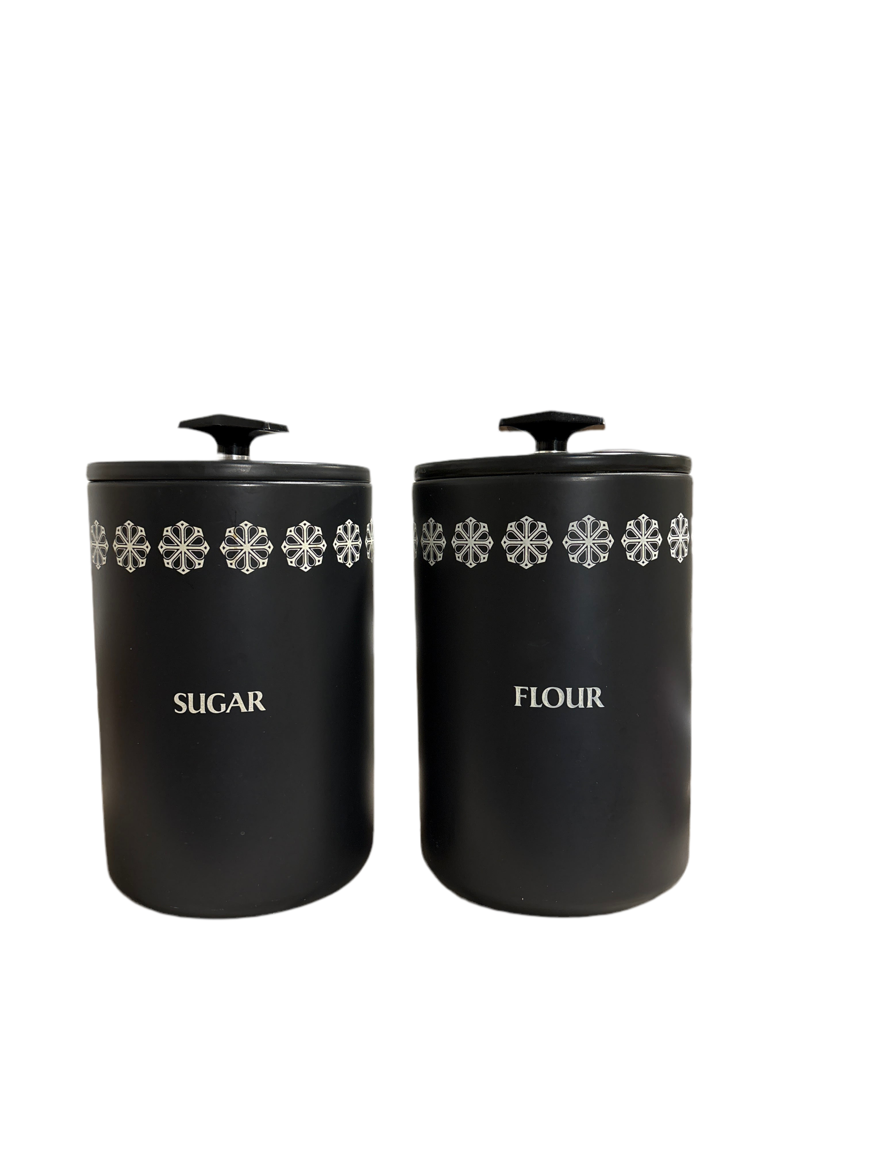 Flour & Sugar canister set black & white rental