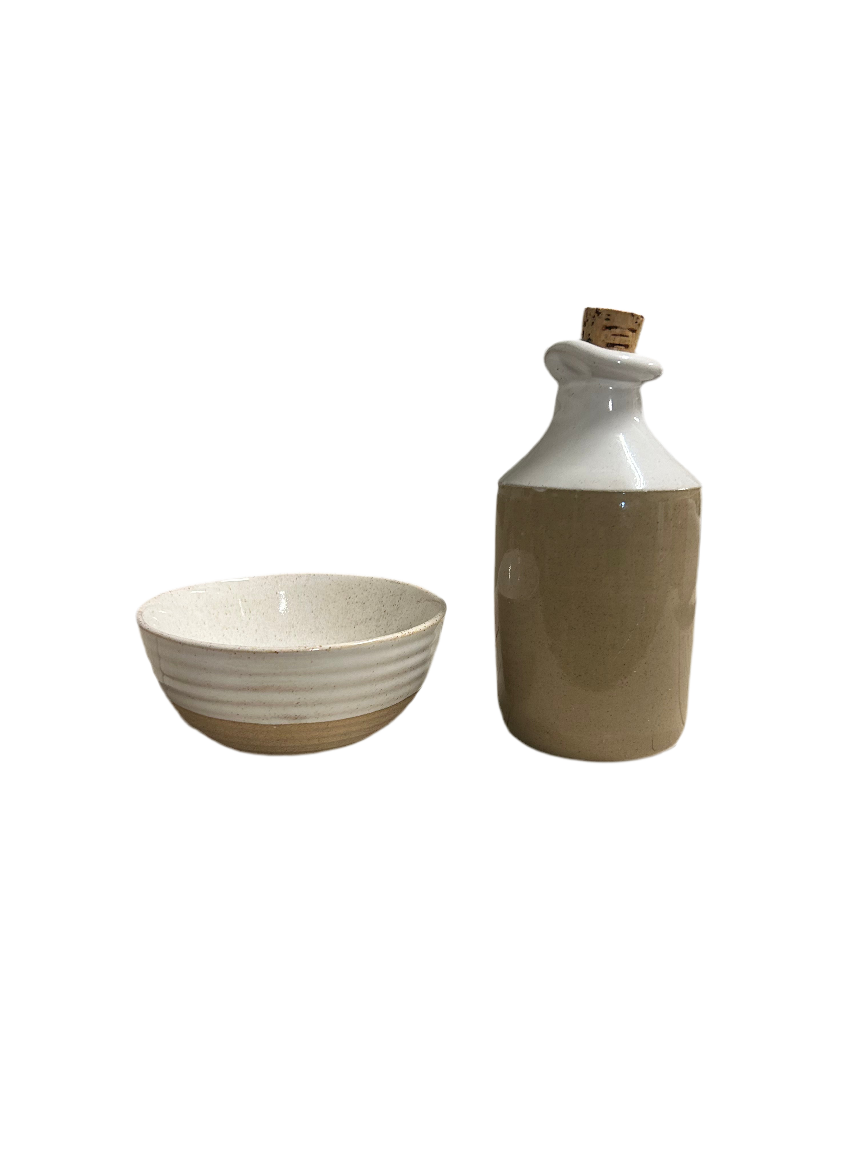 Stoneware bowl & bottle set (2) rental
