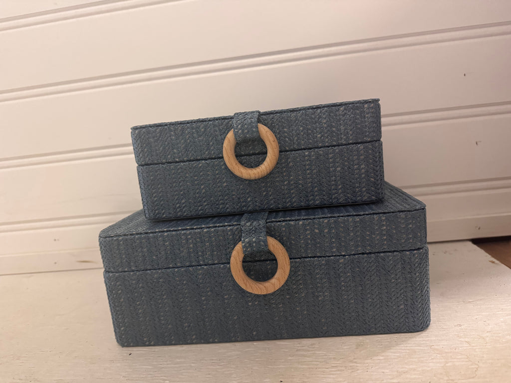 Navy woven boxes set rental