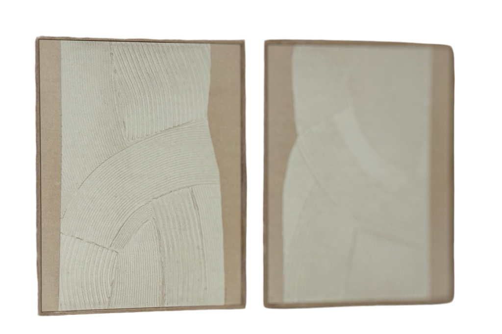 Set of 2 neutral plaster wall decor rental