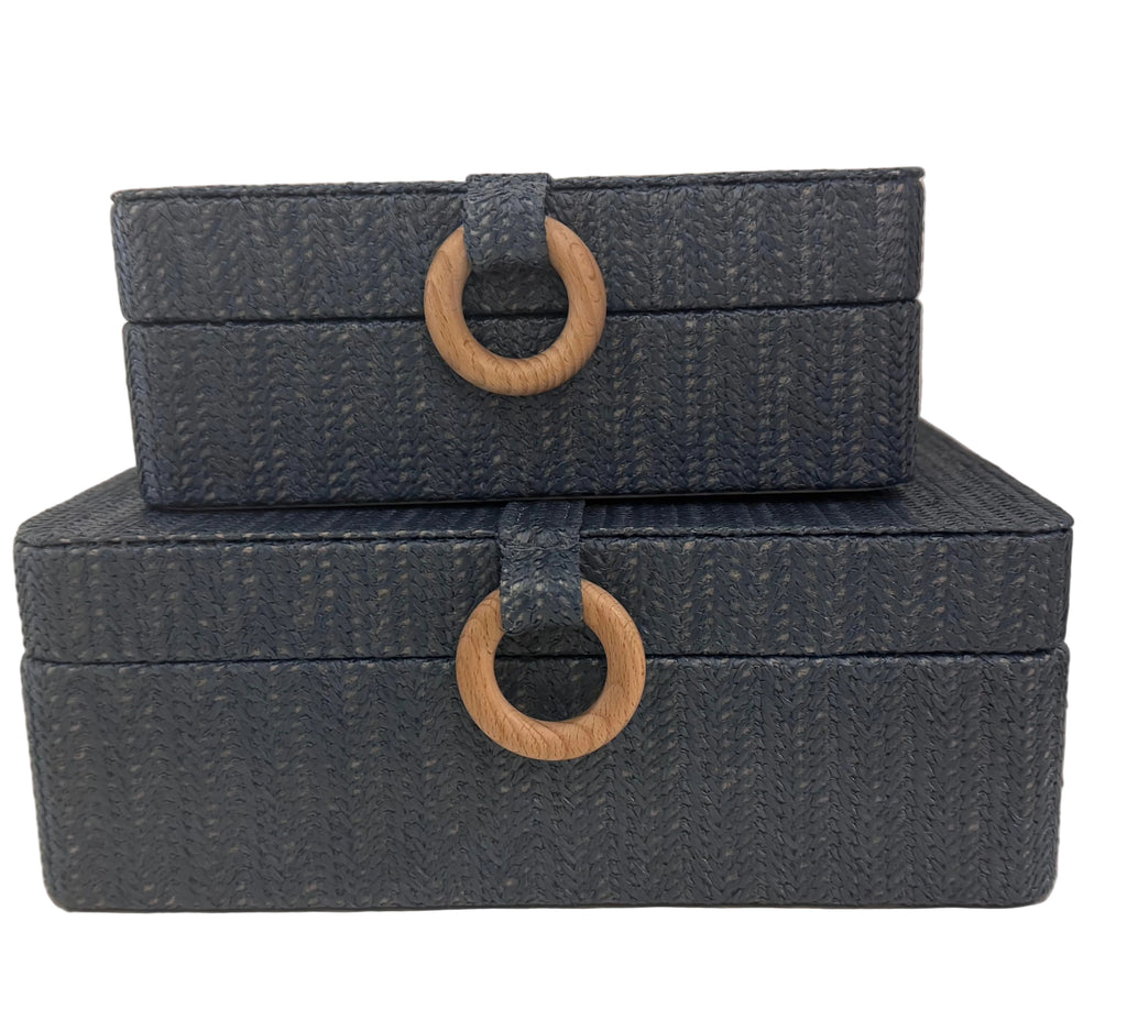 Navy woven boxes set rental