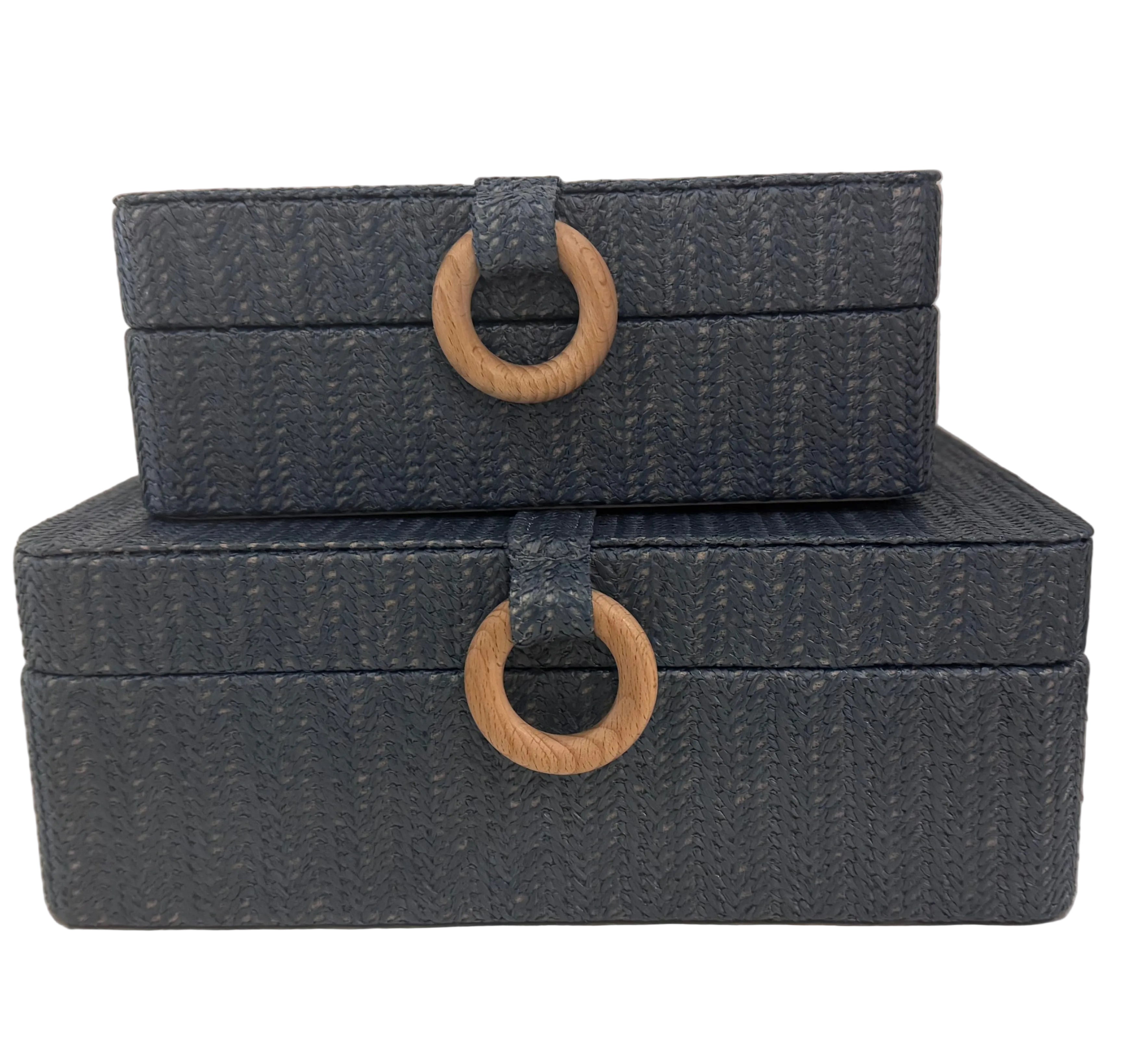 Navy woven boxes set rental