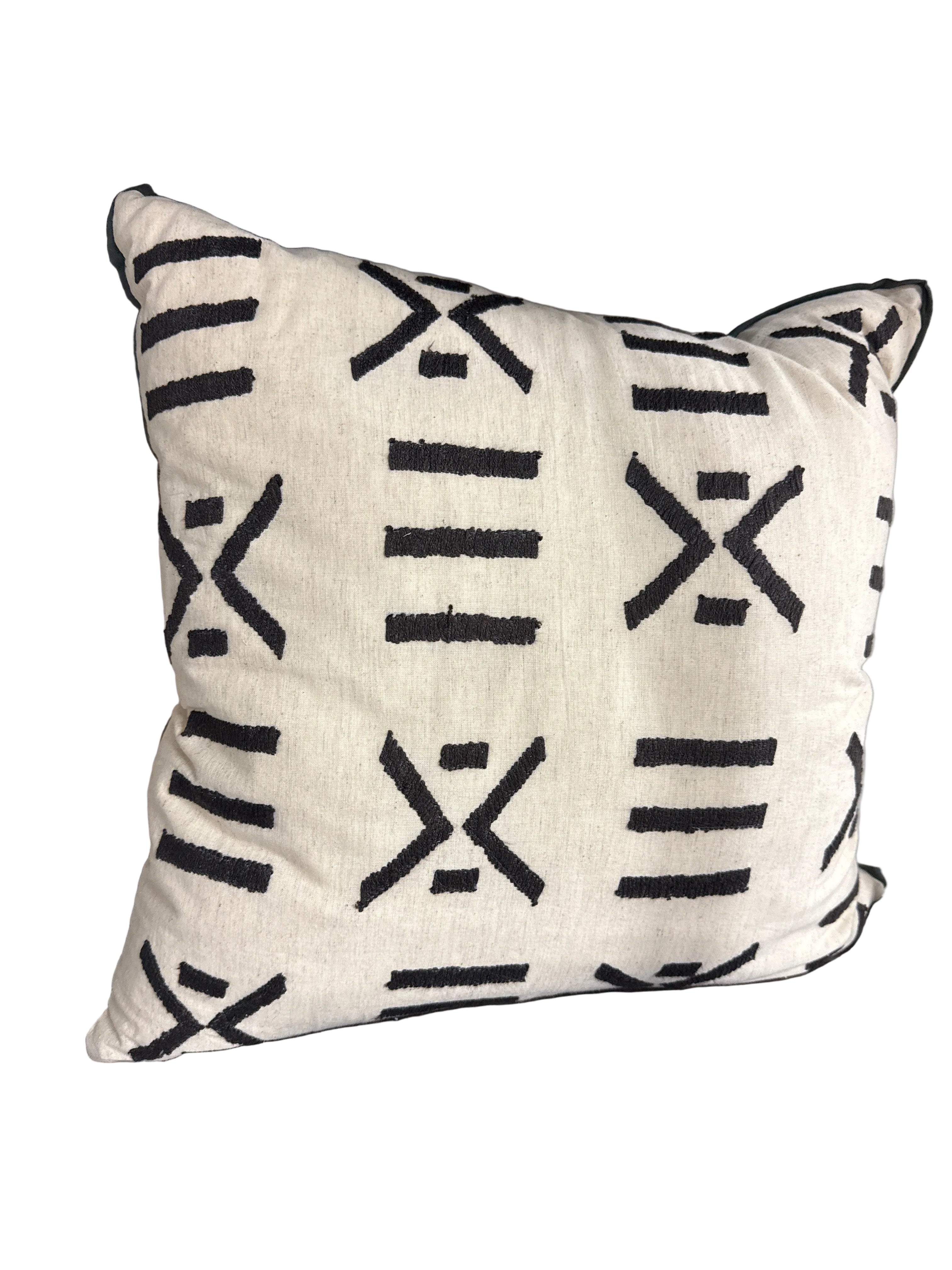 Black and ivory abstract pillow rental