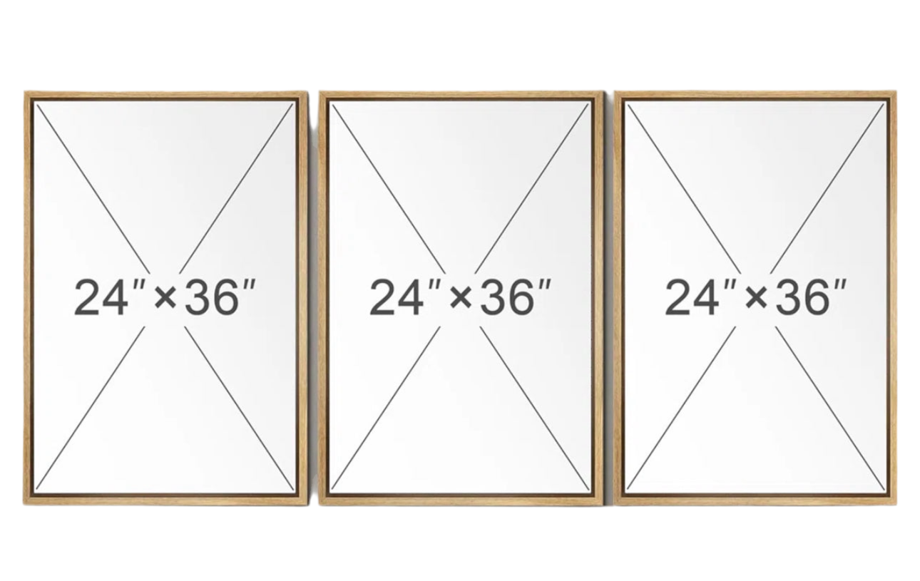 Modern black and white floral canvas trio wall art rental