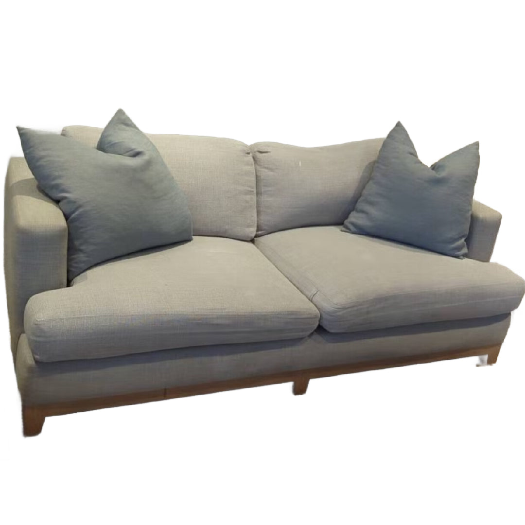 Grey linen Elte sofa rental