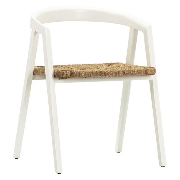 White curved back wooden dining chair rental