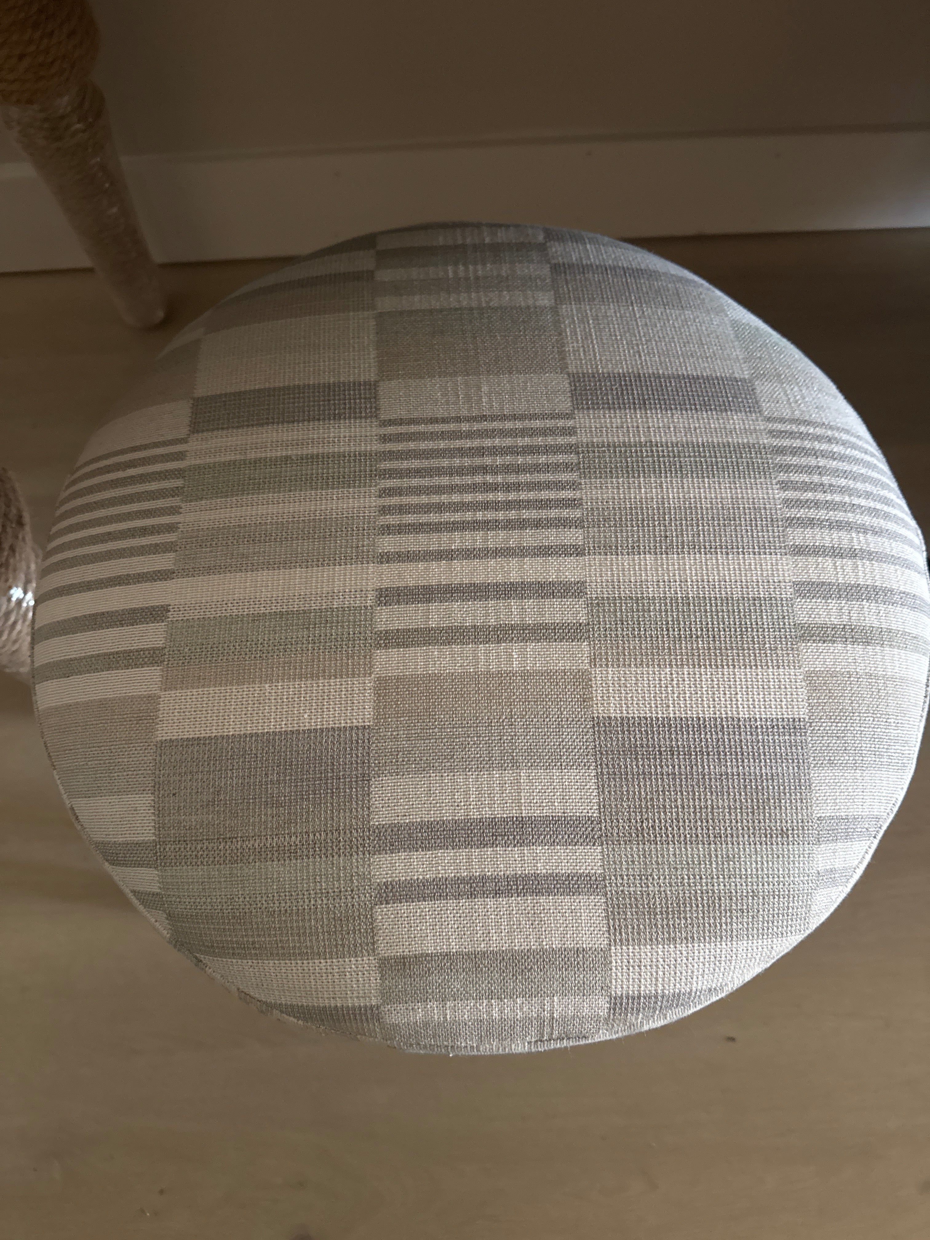 Black iron striped round stool rental