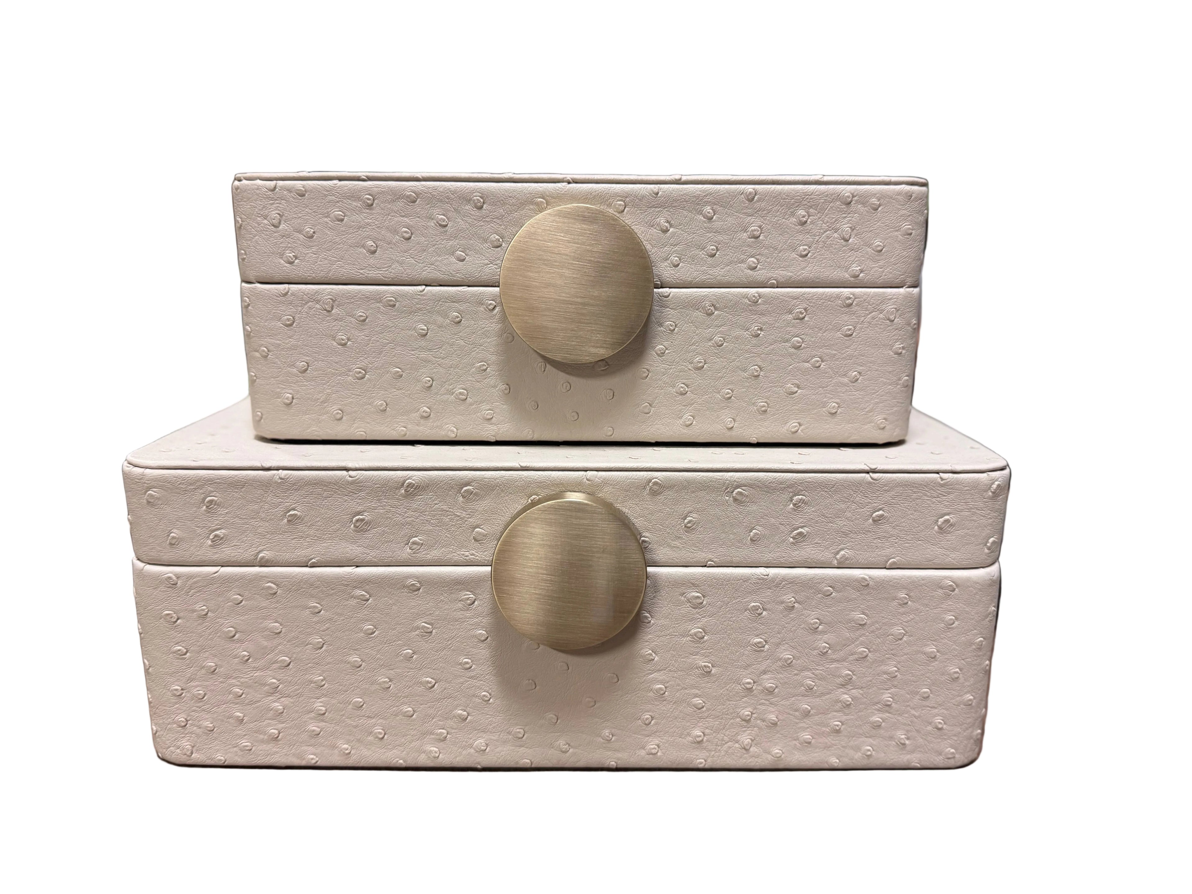 Beige stacking boxes set rental