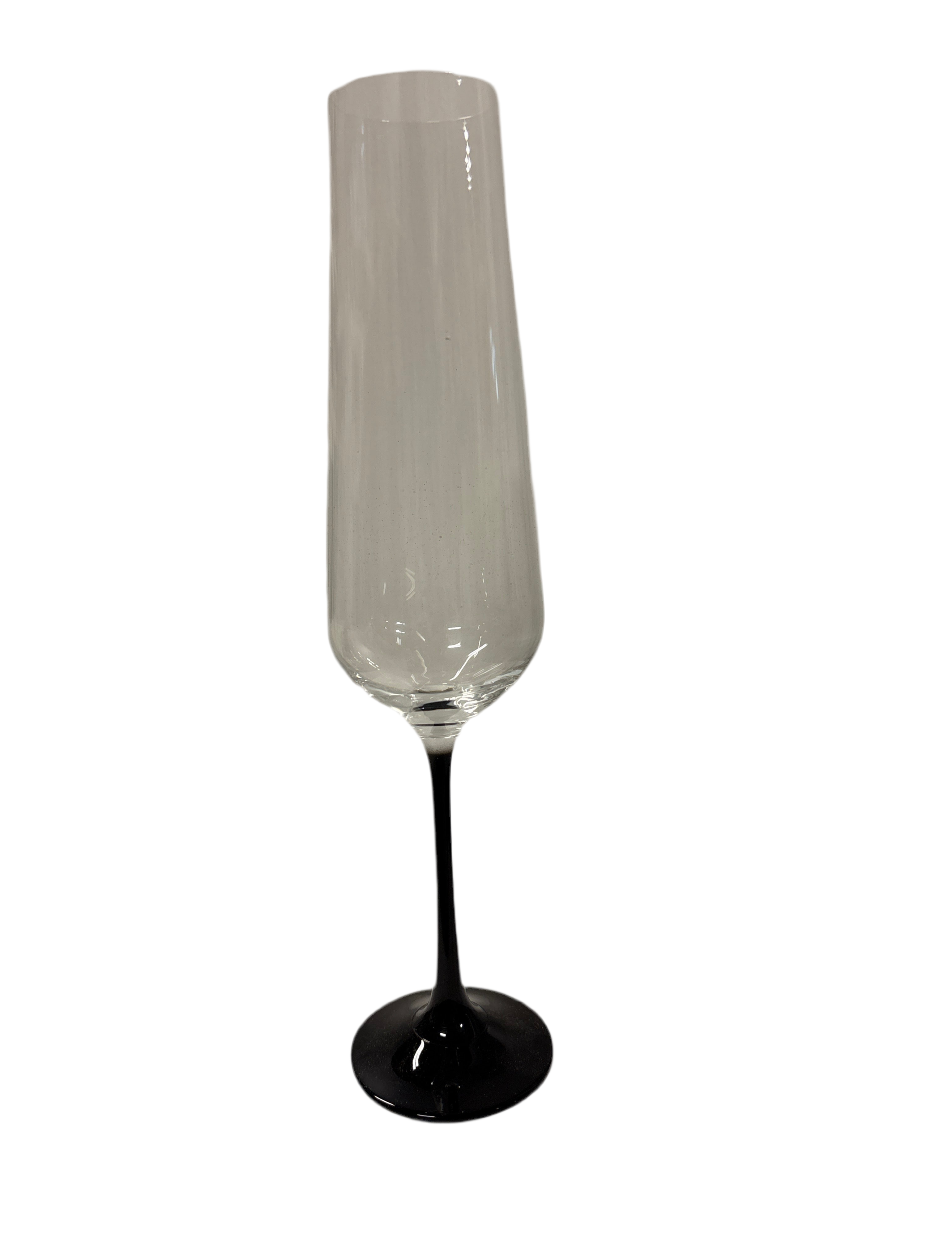 Black crystal champagne glasses rental - set of 6
