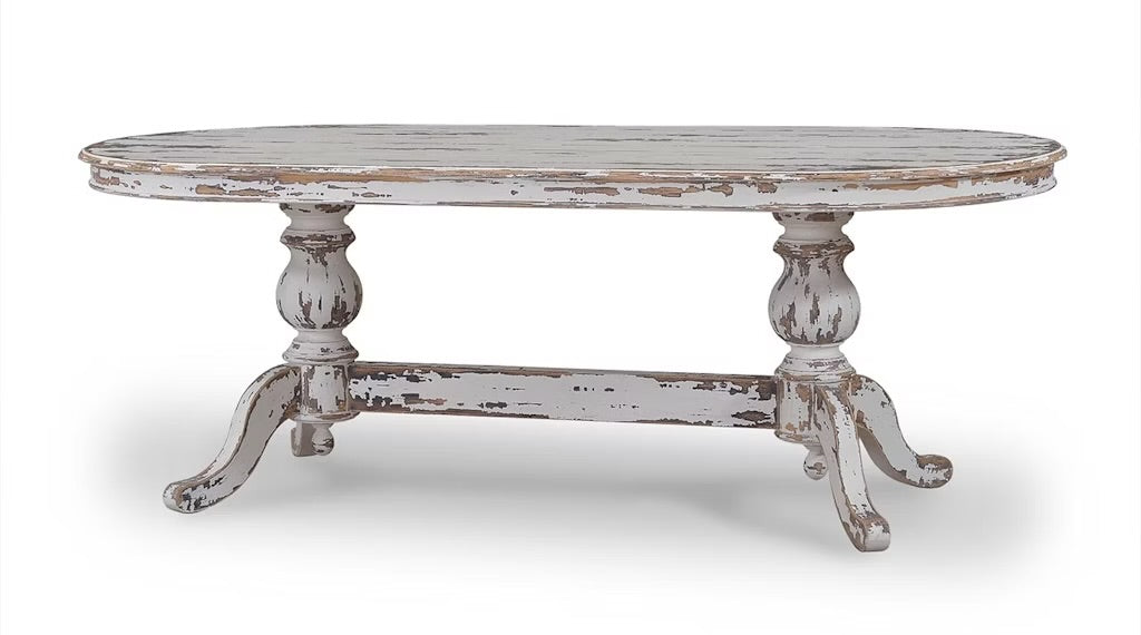 Oval farmhouse dining table rental