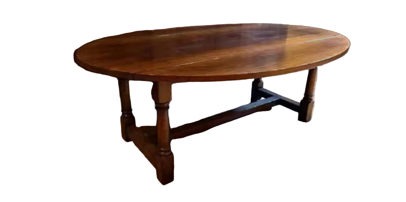 Antique oak oval coffee table rental