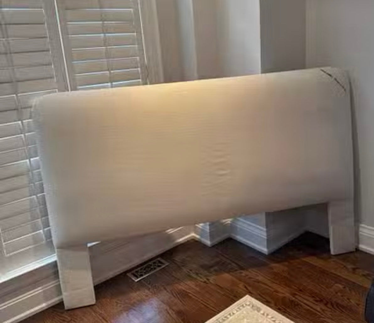 King Cream linen headboard rental