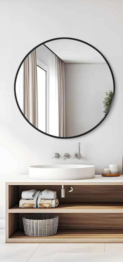 30” black round mirror rental