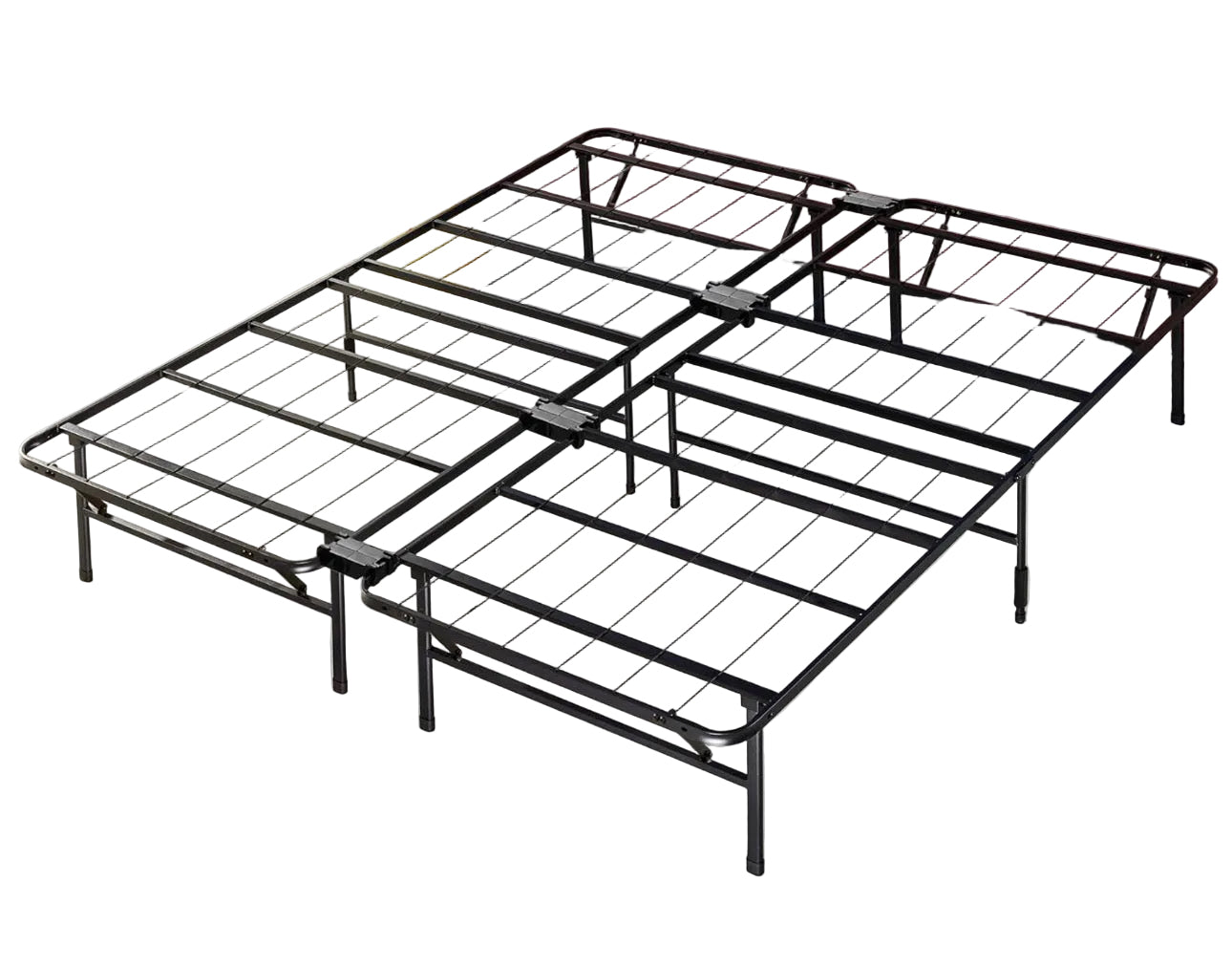 King bed frame & neutral bed skirt rental
