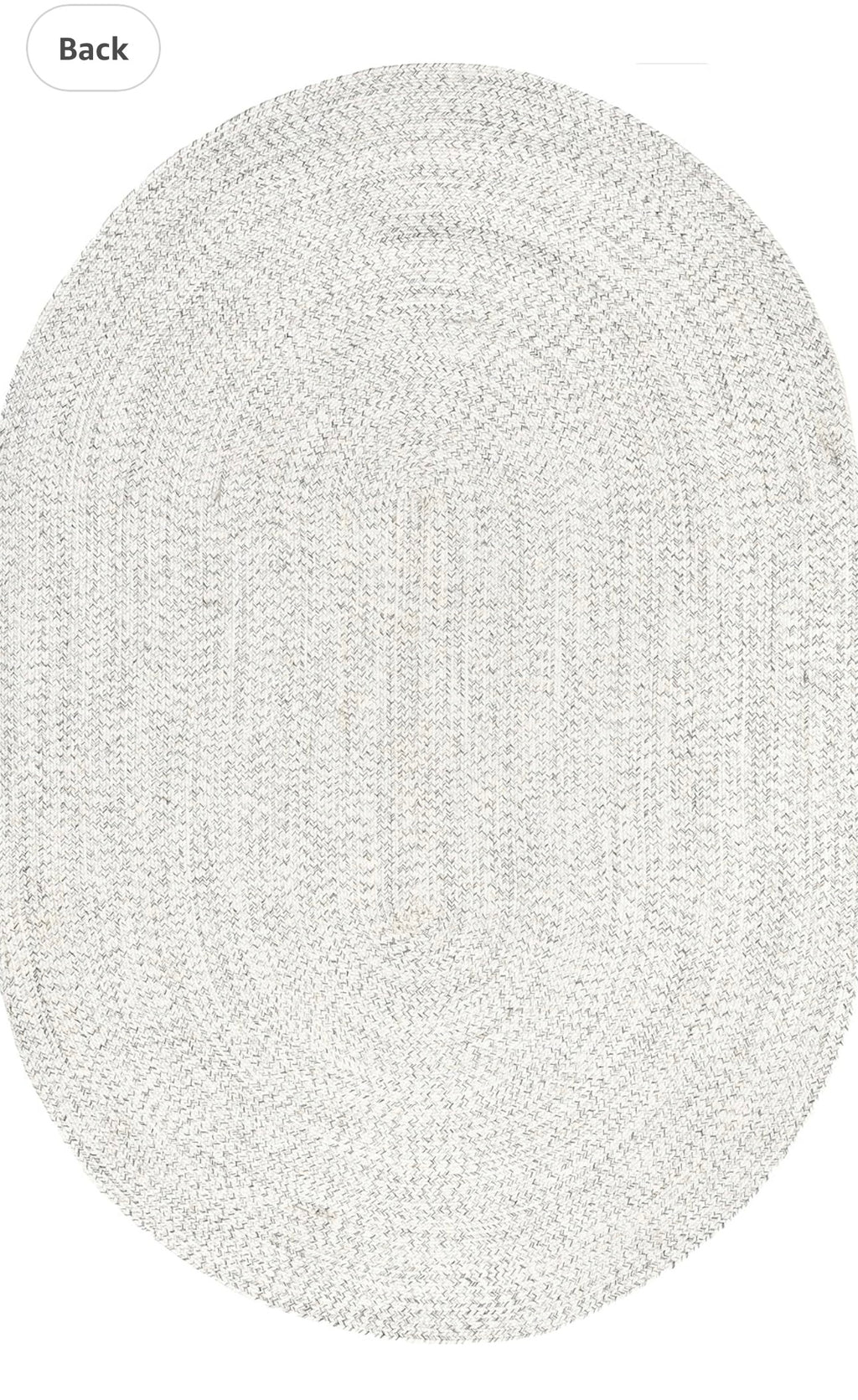 Oval braided white/ neutral 9x12’ jute rug rental