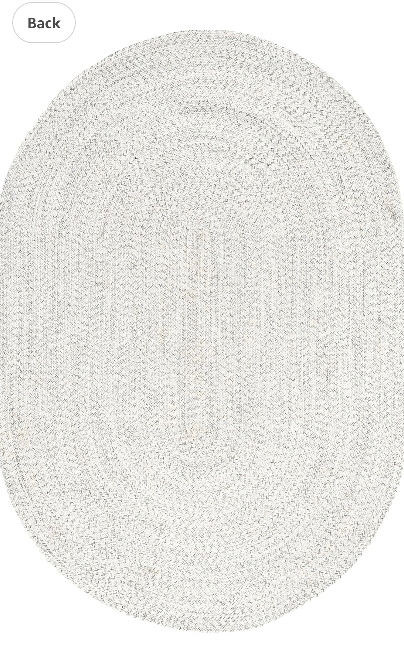 Oval braided white/ neutral 9x12’ jute rug rental