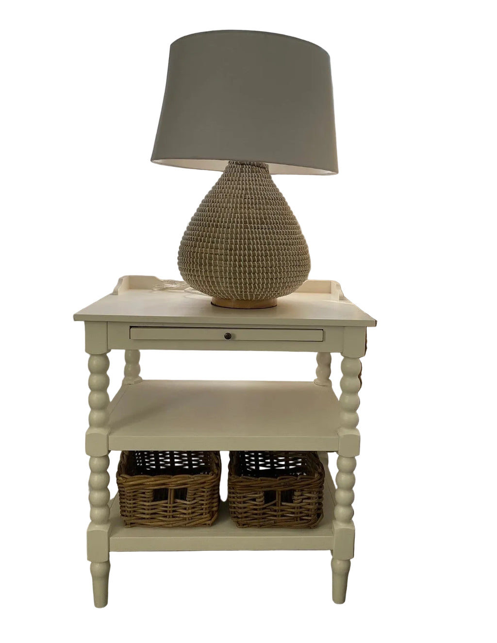 Bobbin style bedside table rental