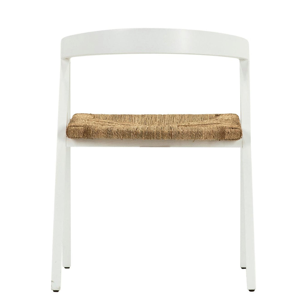 White curved back wooden dining chair rental
