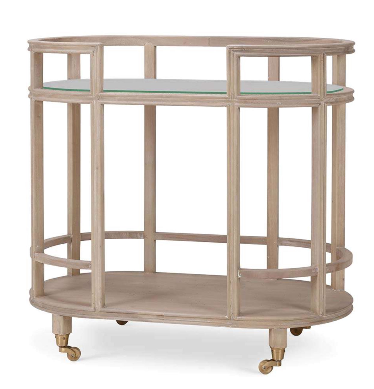 Washed wooden bar cart rental ( available late August)