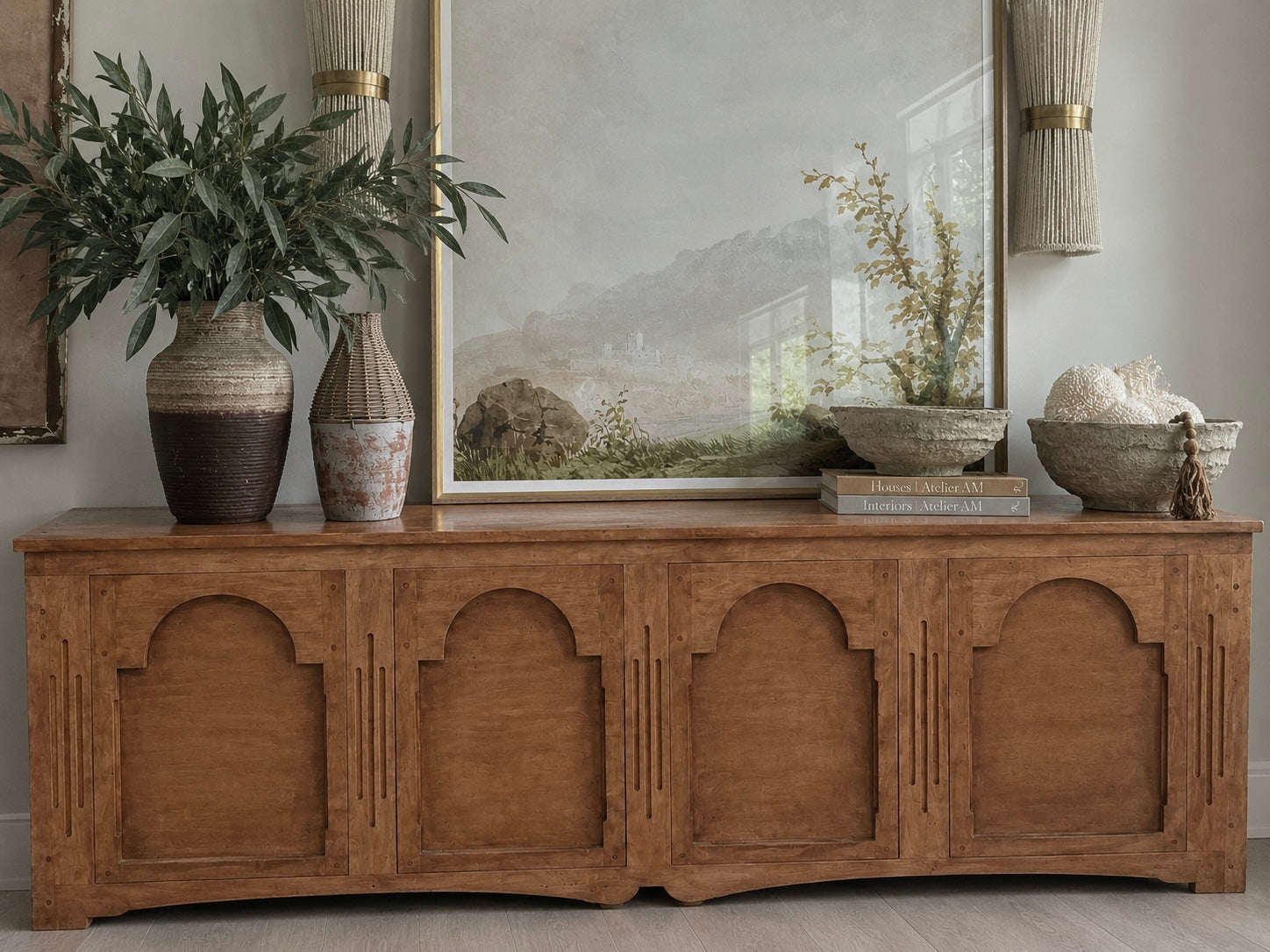 Long 90” antique sideboard rental