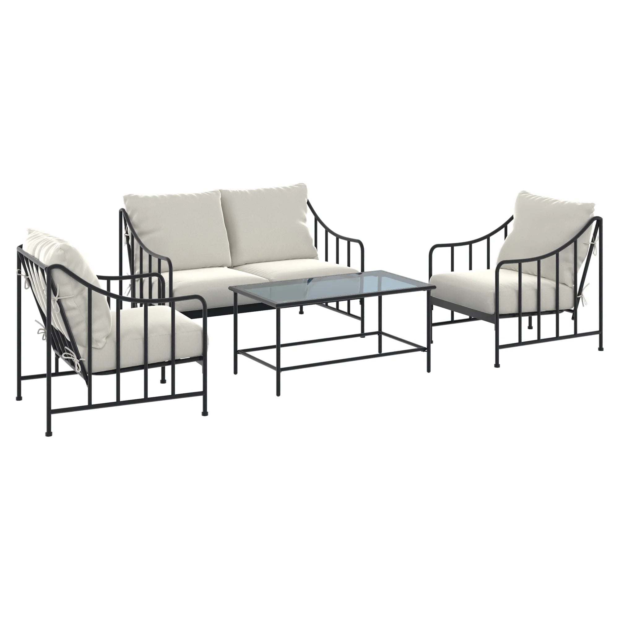 Iron outdoor sofa & chairs set rental
