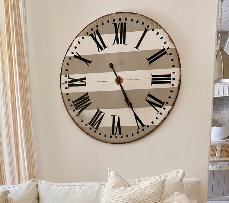 Striped metal clock rental