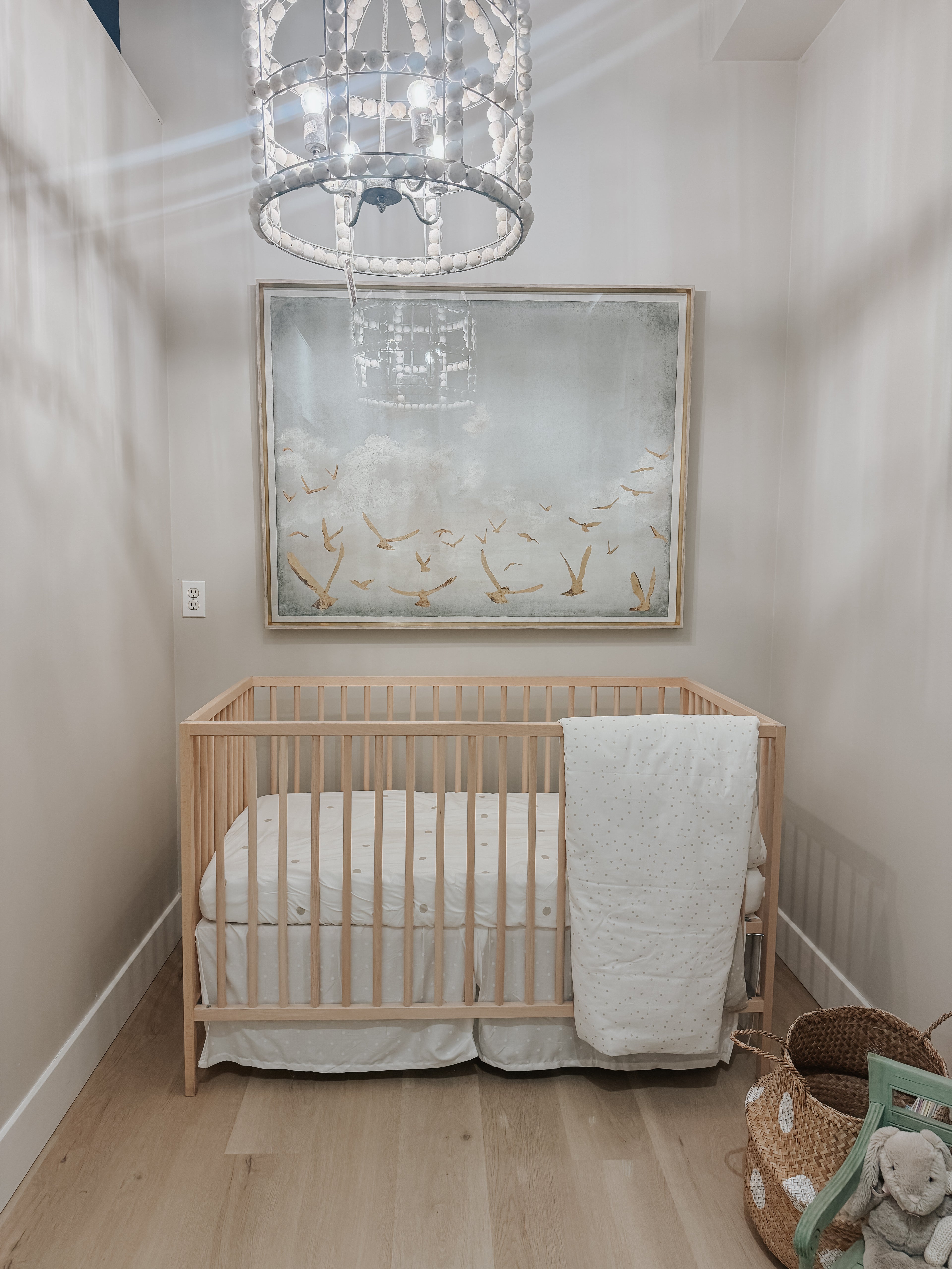 Wooden crib with crib mattress/ sheets rental