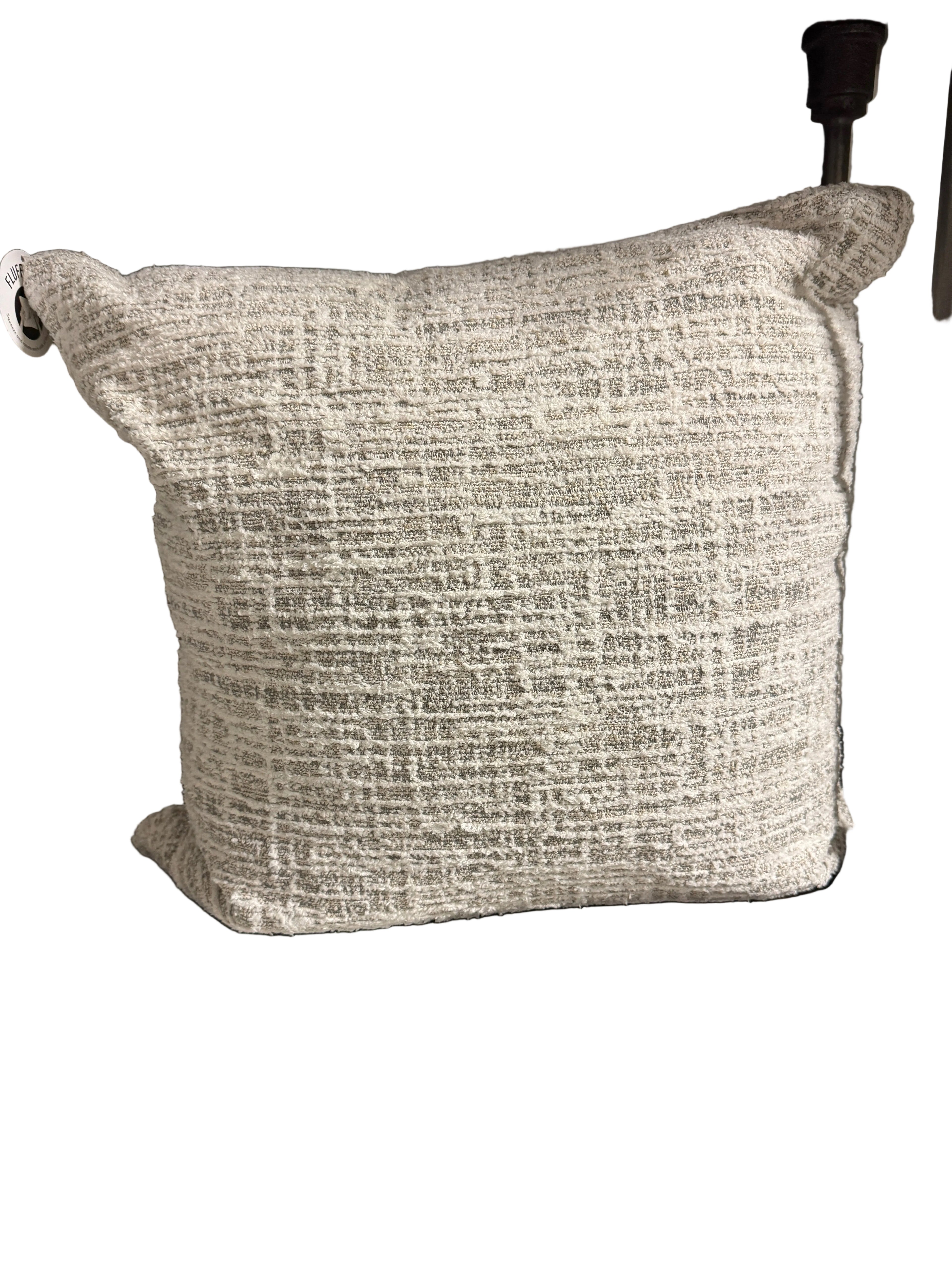Soft grey and white patterned pillow rental