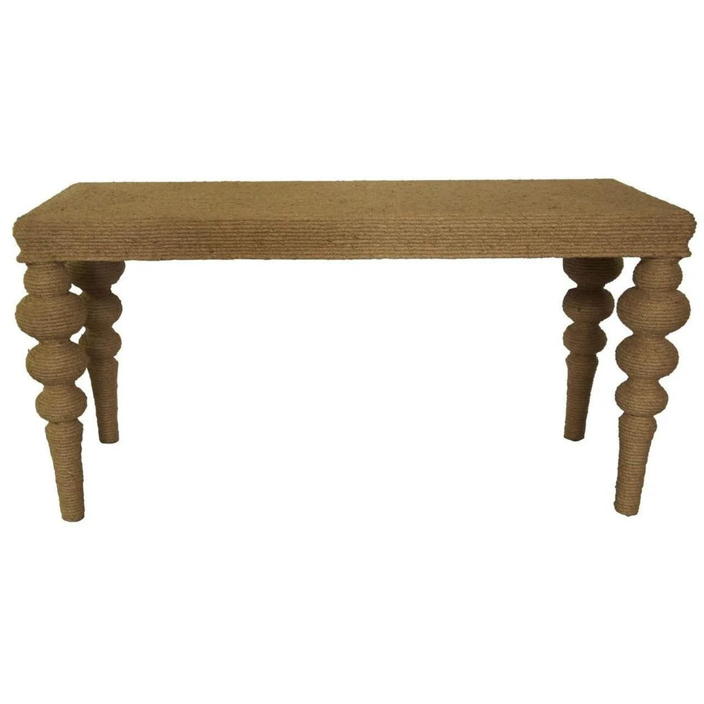 Turned leg rope console table rental
