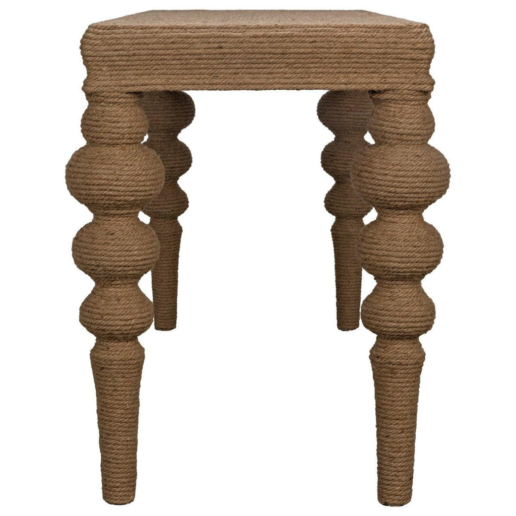 Turned leg rope console table rental