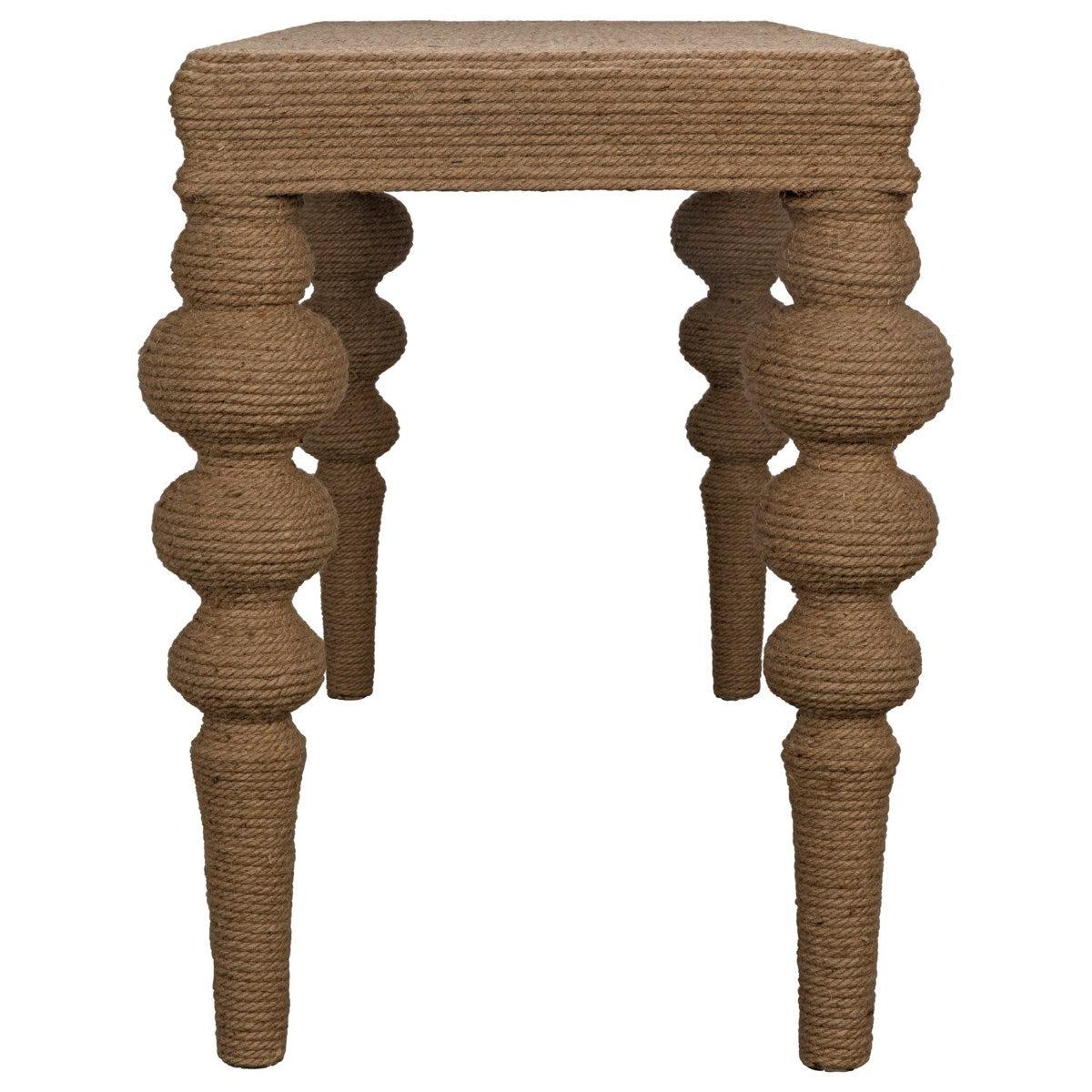 Turned leg rope console table rental