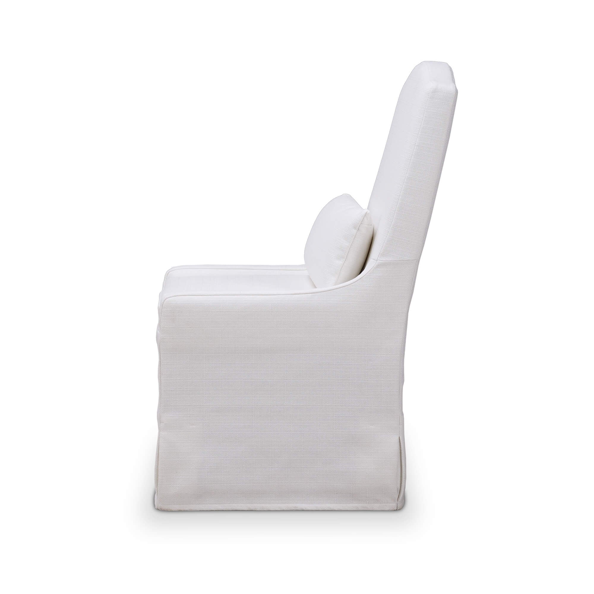 White slipcovered dining chair rental